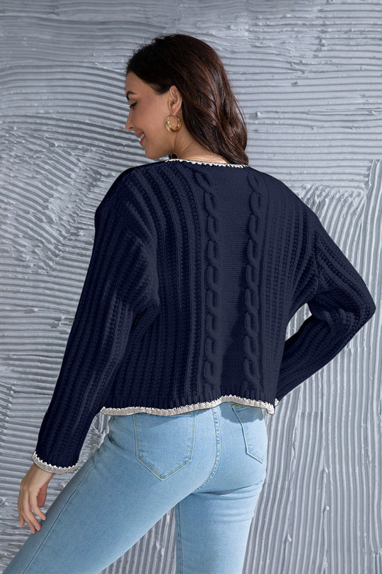 Heidi-Mode | Grafik Kabelstrick Knopfleiste Cardigan