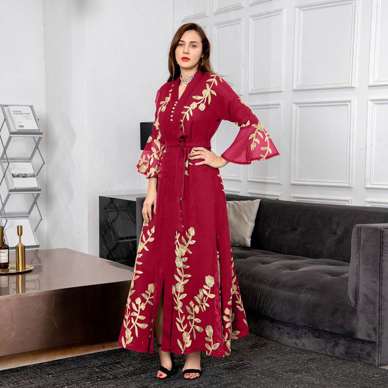 Heidi-Mode | Bestickte Abendkleid Kaftan Kleid Frauen Caftan