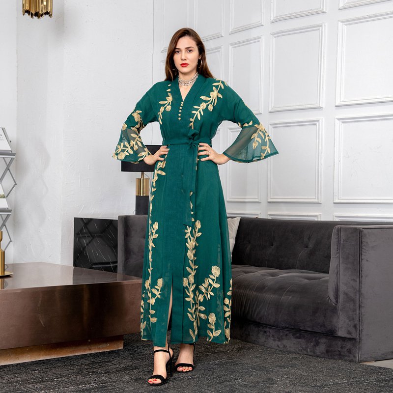 Heidi-Mode | Bestickte Abendkleid Kaftan Kleid Frauen Caftan