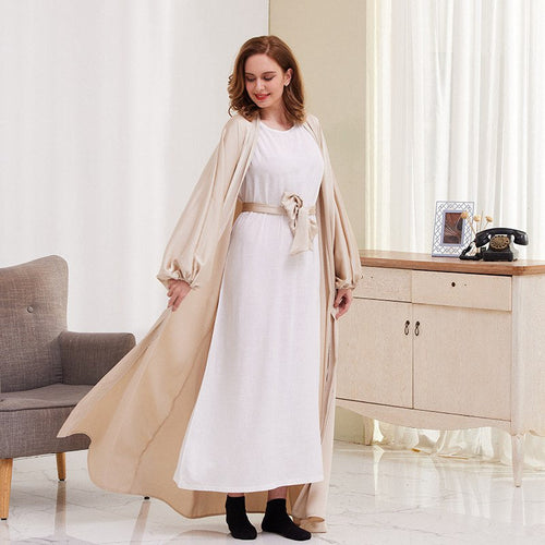 Heidi-Mode | Puffärmel Offene Abaya Kleid für Muslimische Frauen