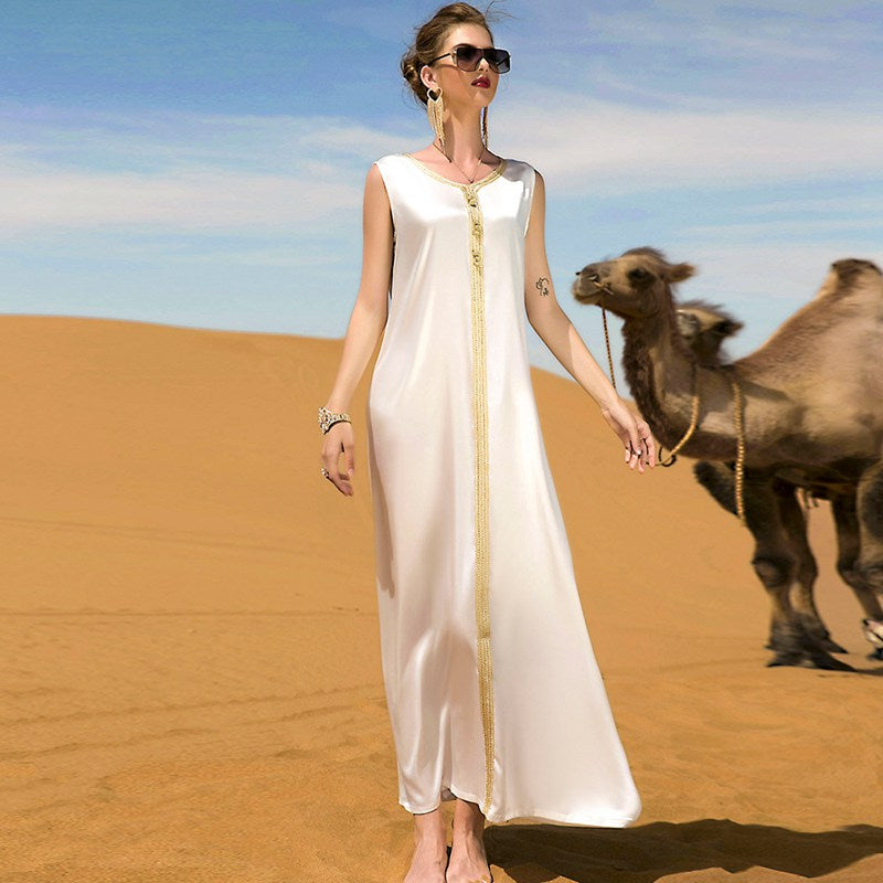 Heidi-Mode | 2 Teile Set Stickerei Strickpullover Offene Abaya Kleid für Frauen Abendveranstaltung