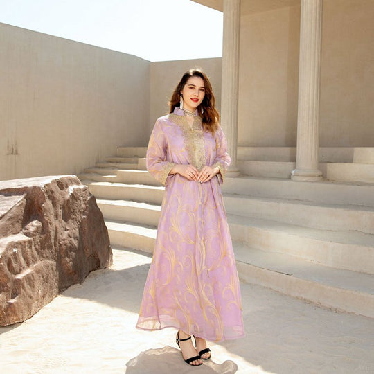 Heidi-Mode | Stickerei Applikation Abend Fest Frauen Kaftan Kleid Jalabiya