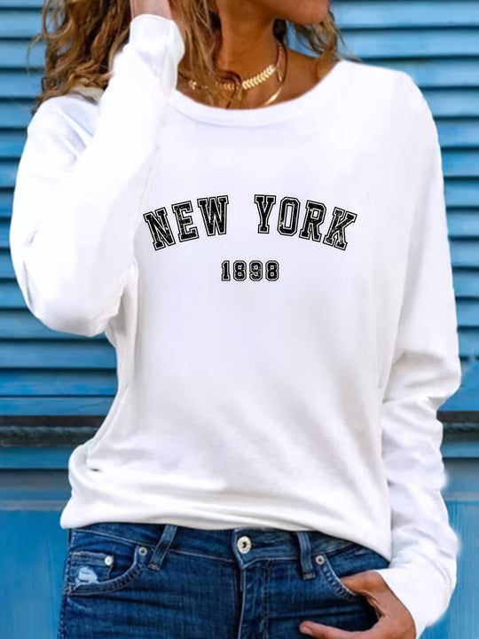 Heidi – t-shirt mit rundhalsausschnitt und new york-print