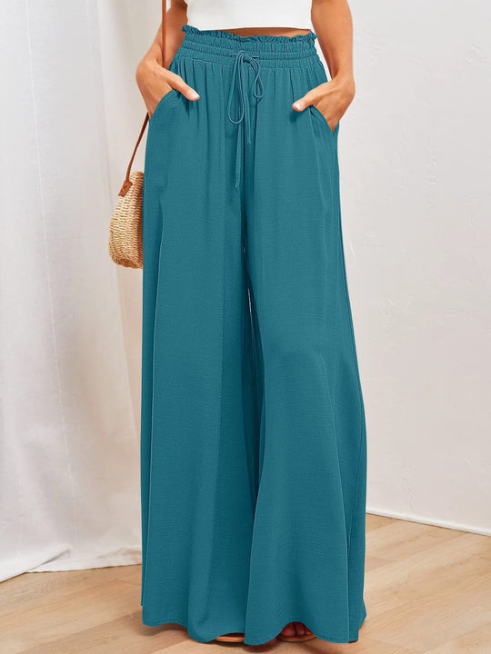 Heidi Mode | Elastischer Gürtel Weites Bein Hohe Taille Hose