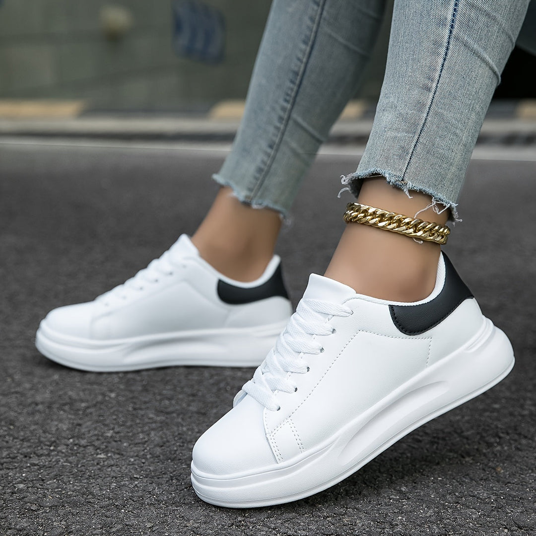 Heidi-Mode | Saubere Weiße Ledersneaker Für Damen, Weiß