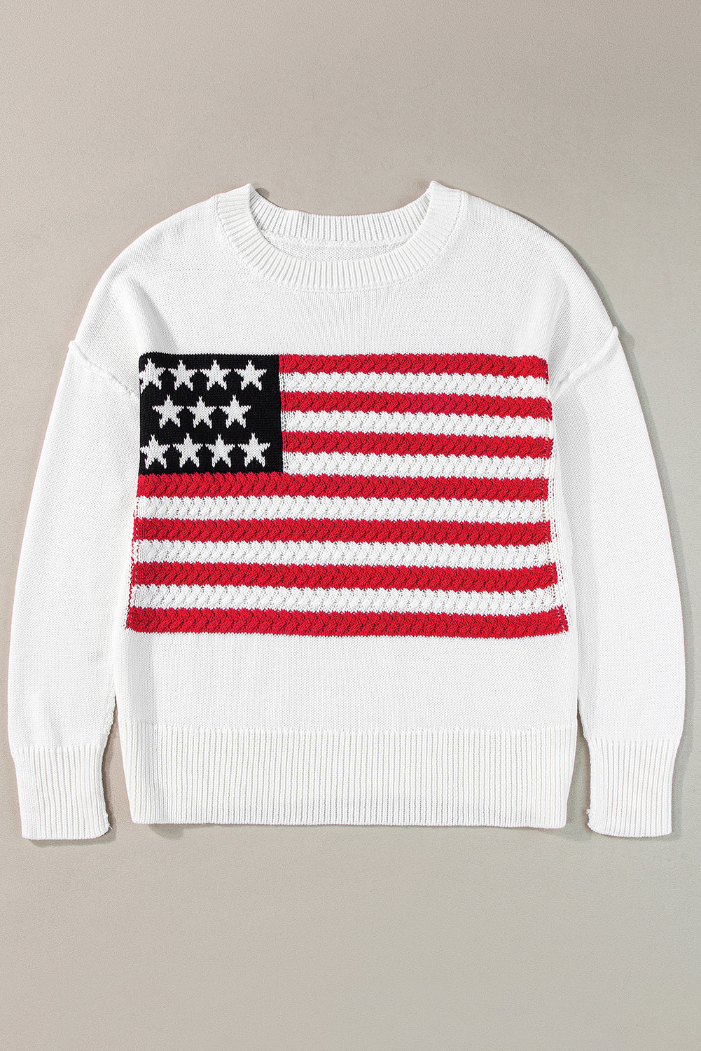 Pullover Mit Amerikanischer Flagge Und Gestrickten Schultern