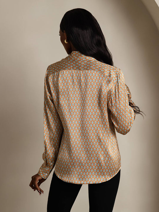 Heidi-Mode | Damen Seiden Basis Militär Revers Hemd