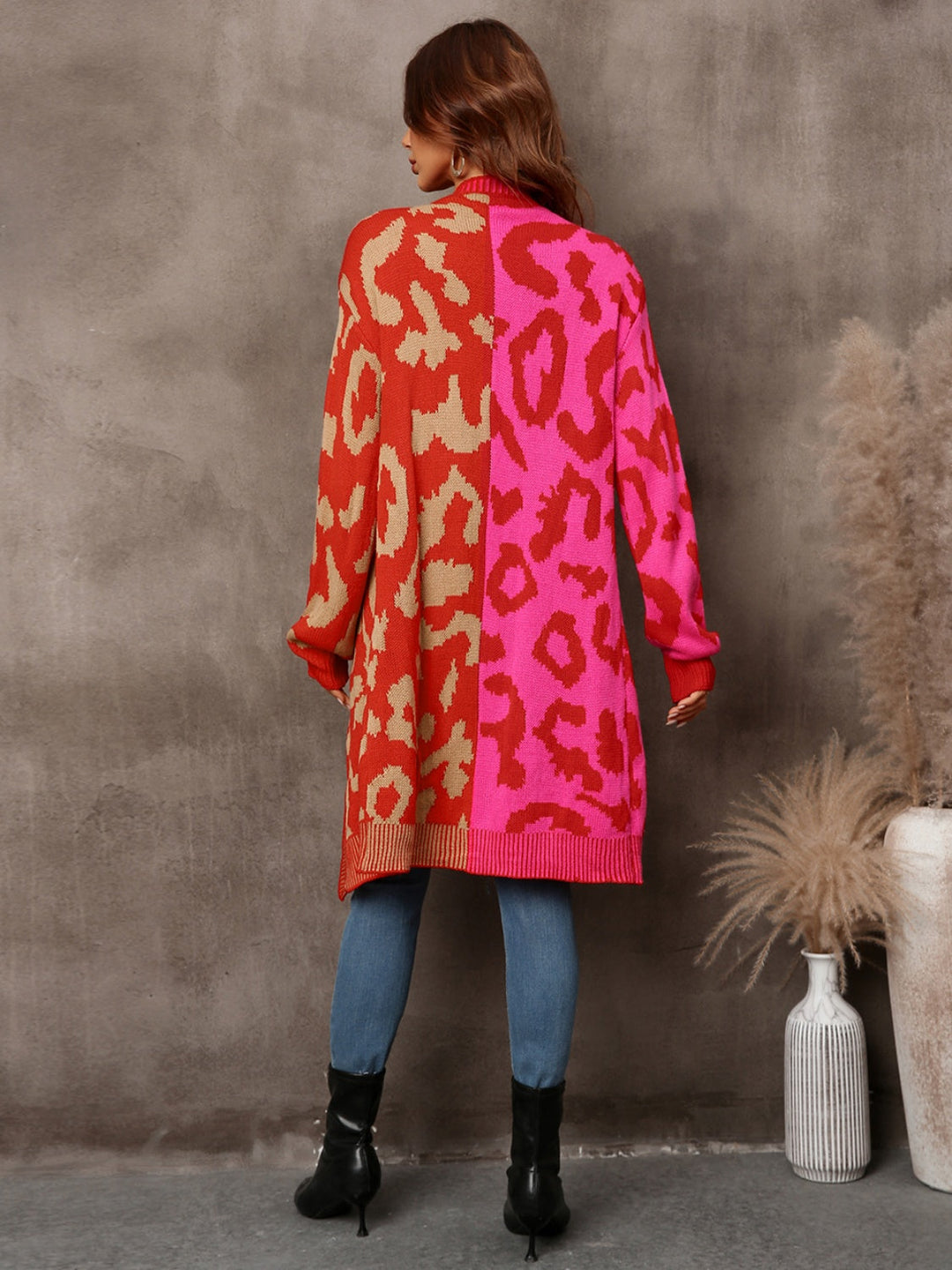 Heidi-Mode | Engel Flügel Leopard Knopfverschluss Longline Cardigan