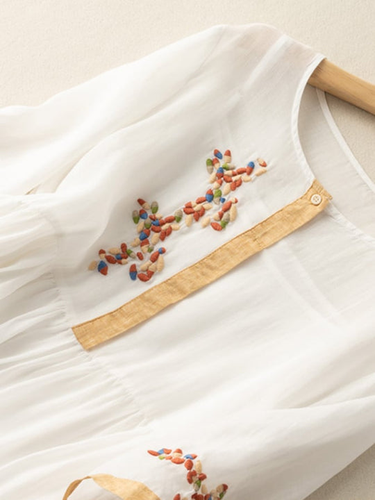 Heidi-Mode | Besticktes Kleid aus Baumwolle