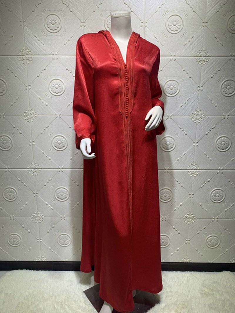 Heidi-Mode | Kapuze Samt Frauen Kaftan Kleid Jalabiya Jalaba