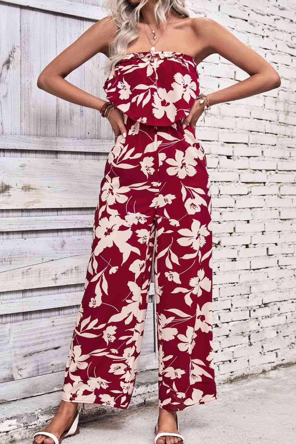Heidi-Mode | Floral Strapless Weit Bein Overall