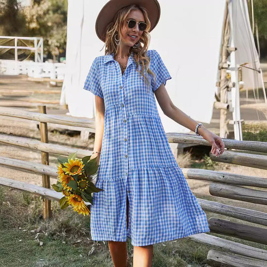 Heidi Mode | Hemdkragen kariertes Kleid
