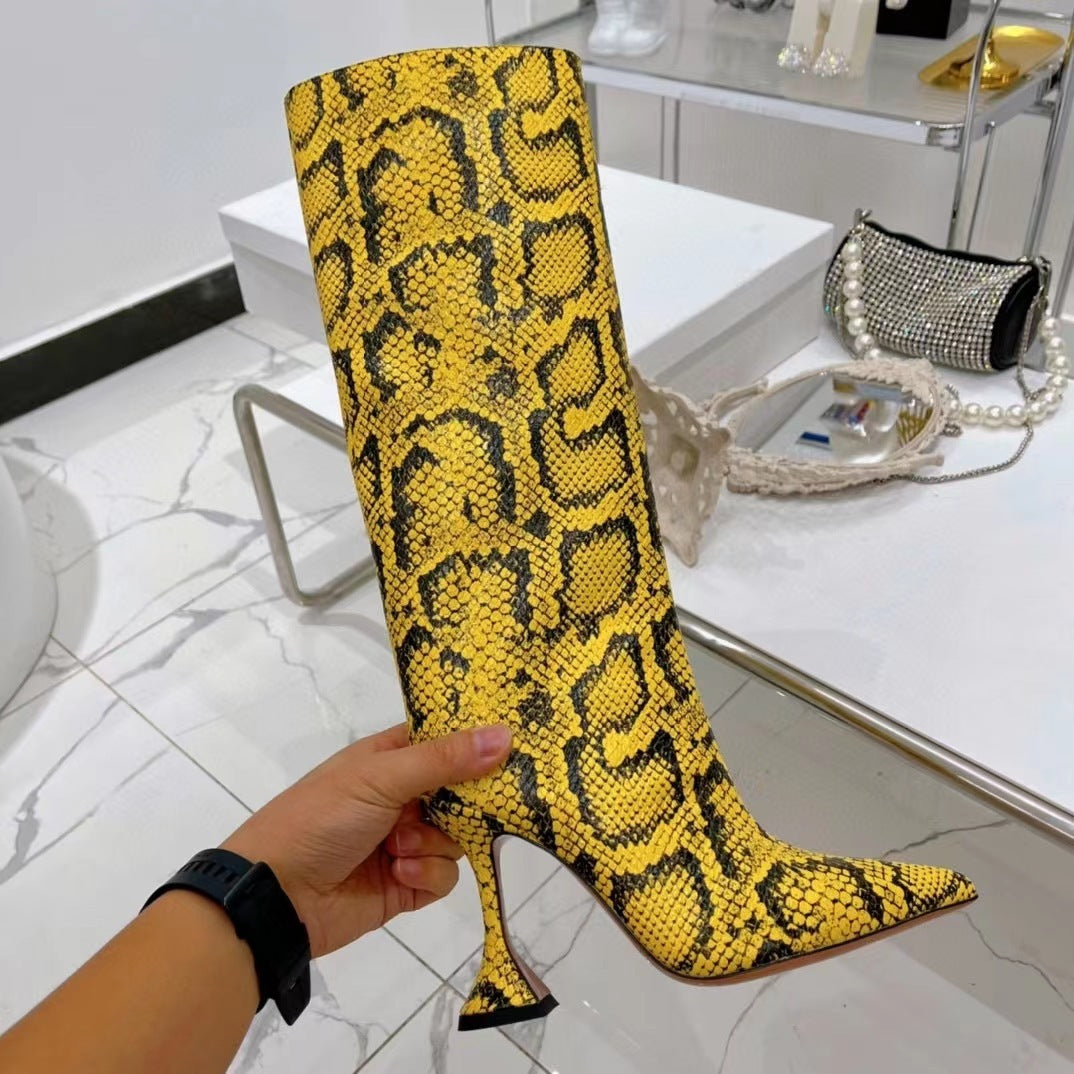Heidi-Mode | Catwalk Serpentine Seitlicher Reißverschluss Spitz Frauen High Heels Schuhe