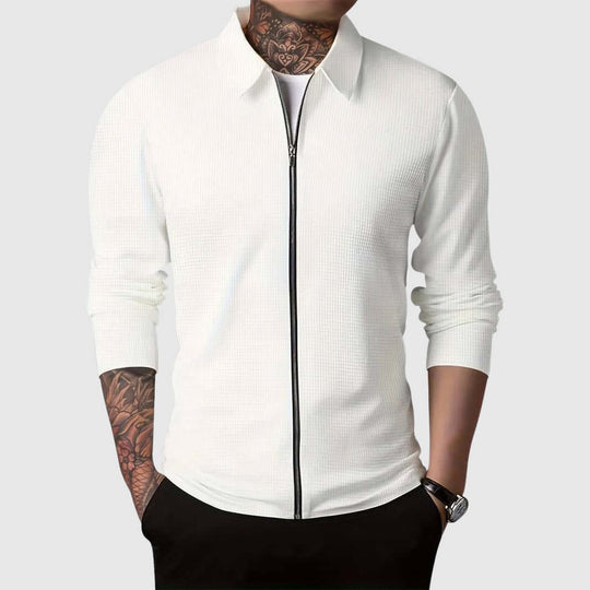 Heidi-Mode | Herren Waffelstrick Zip-Up Jacke