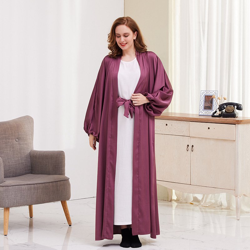 Heidi-Mode | Puffärmel Offene Abaya Kleid für Muslimische Frauen