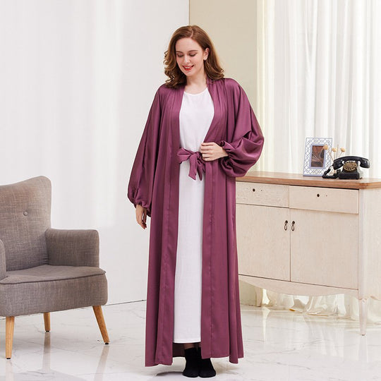 Heidi-Mode | Puffärmel Offene Abaya Kleid für Muslimische Frauen