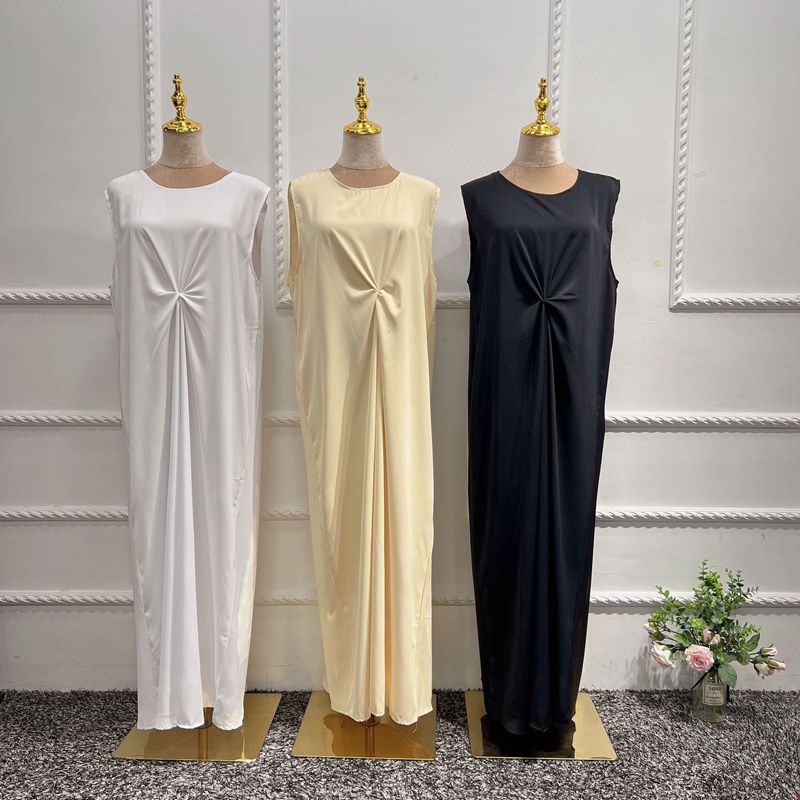Heidi-Mode | Muslimische Frauen Abaya Unter Ohne Ärmel Satin Innen Slip Kleid Unterwäsche