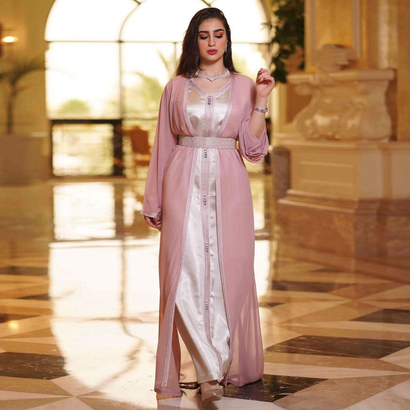 Heidi-Mode | Eid 2-Teiliges Set Frauen Kaftan Kleid Naher Osten Arabisch