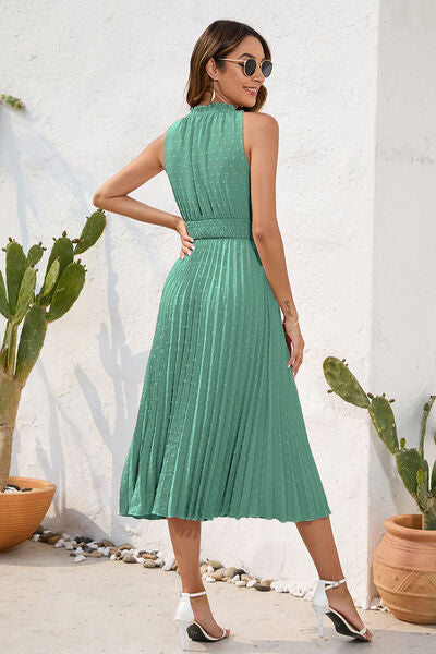 Heidi-Mode | Swiss Dot Schleifenhals Ärmelloses Kleid
