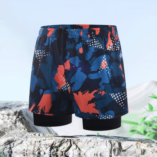 Heidi Mode | Doppellagige Herren Sport Fitness Anti-Peinlichkeit Strandhose