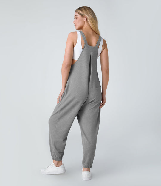 jumpsuit Mit Verstellbarem Gürtel Und Knöpfen, Mehreren Taschen Und Waffelmuster