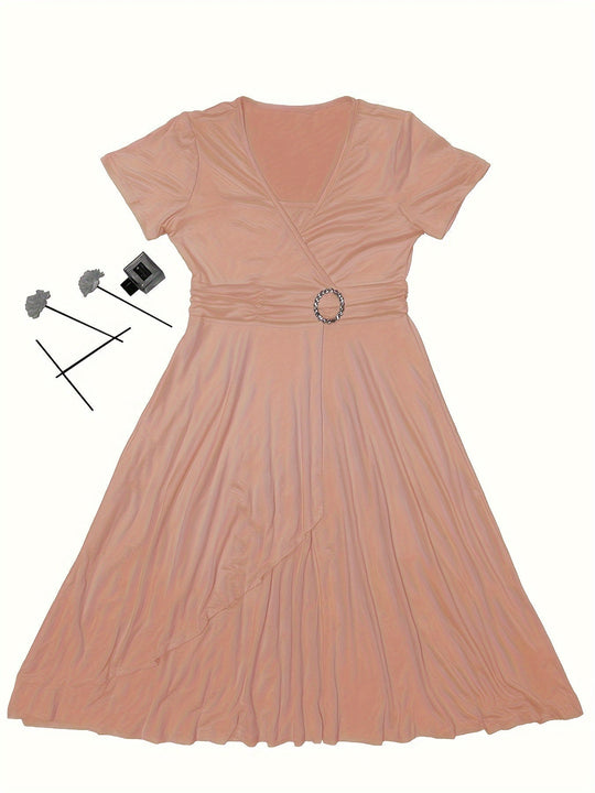 Heidi-Mode | Stilvolles Baumwollkleid mit Schmaler Passform, Asymmetrischem Saum und Bindegürtel für Damen Ideal für Den Sommer