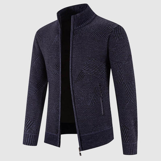 Heidi-Mode | Herren geometrisches Strick-Cardigan-Jacke
