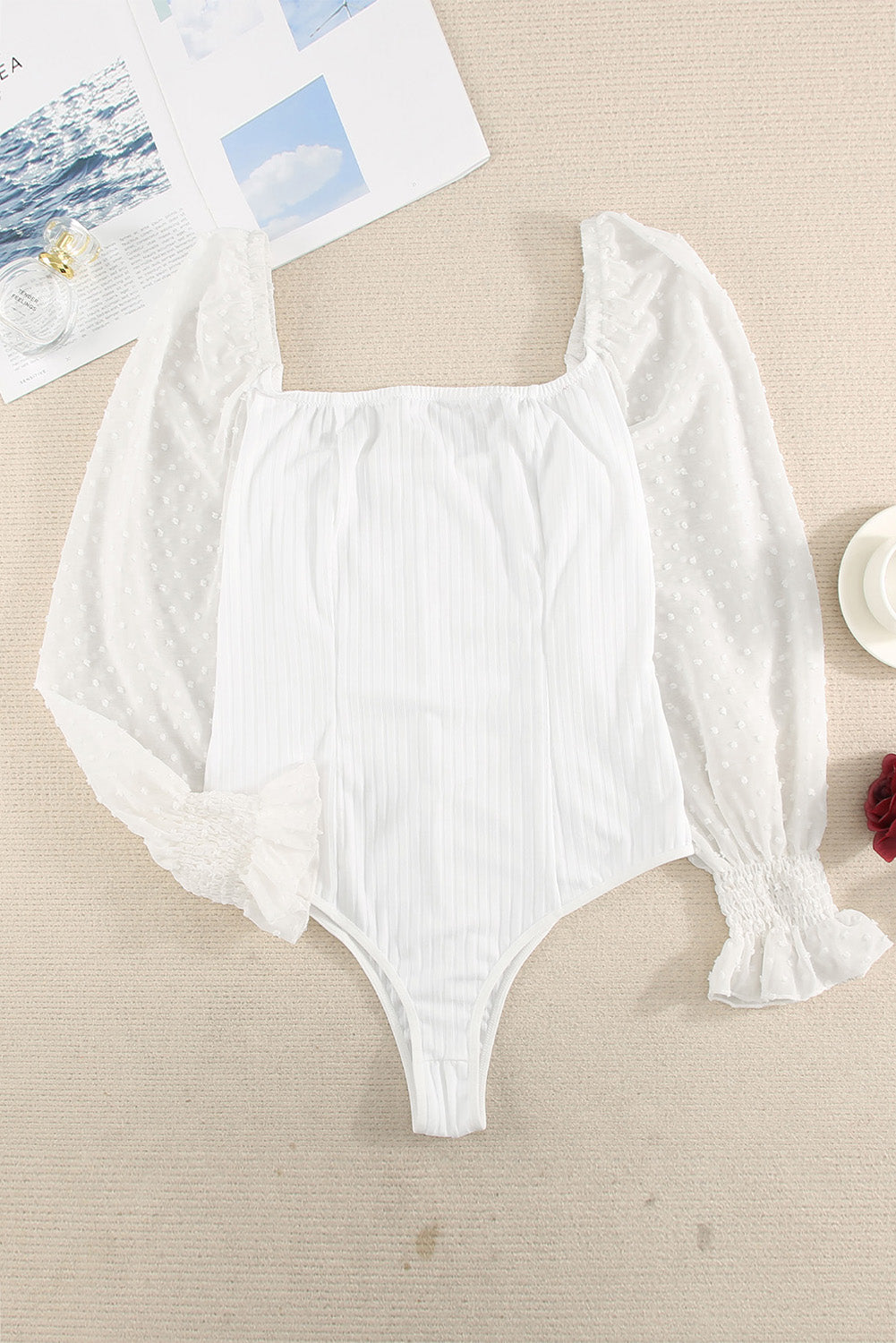 Heidi-Mode | Swiss Dot Rüschensleeve Quadrat-Ausschnitt Body