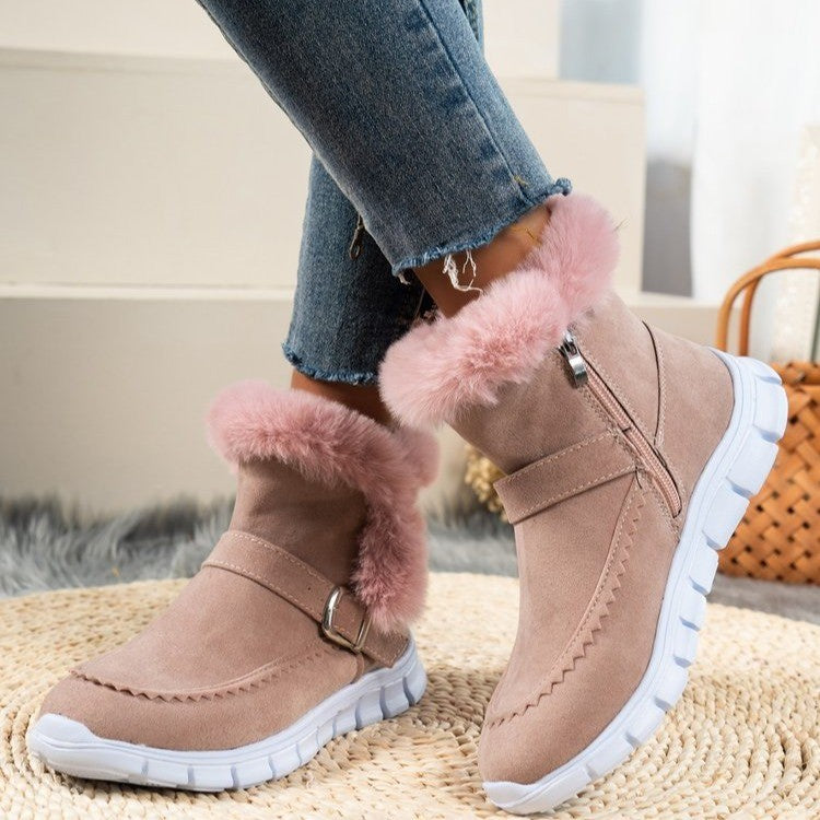 Karen |  Plüsch-Stiefeletten mit Schnallen-Design