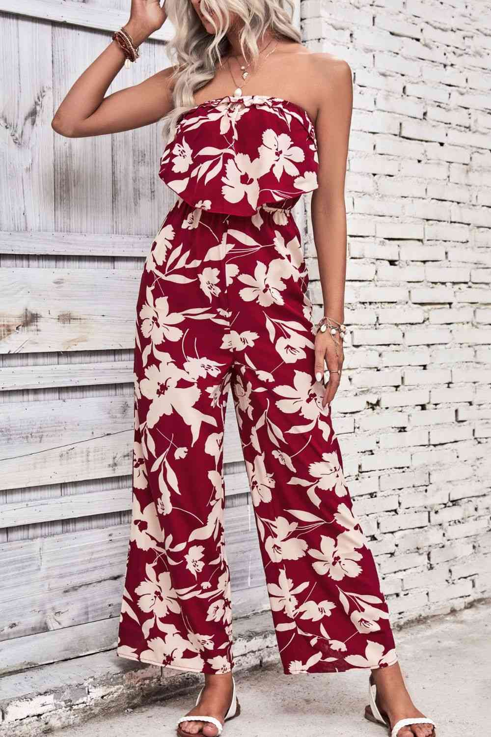 Heidi-Mode | Floral Strapless Weit Bein Overall