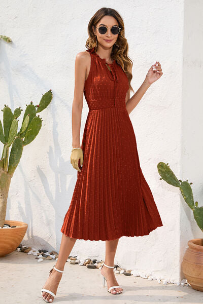 Heidi-Mode | Swiss Dot Schleifenhals Ärmelloses Kleid