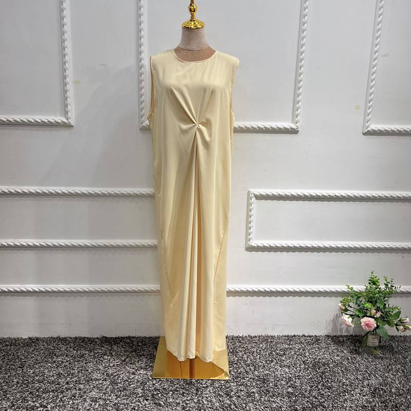 Heidi-Mode | Muslimische Frauen Abaya Unter Ohne Ärmel Satin Innen Slip Kleid Unterwäsche