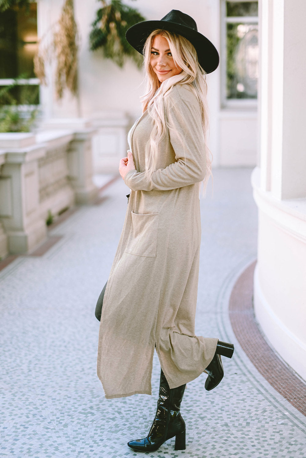 Heidi-Mode | Langarm Schlitz Cardigan mit Tasche