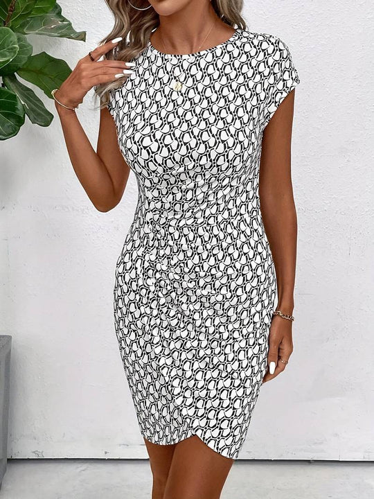 Heidi – kurzärmliges tulpenkleid mit allover-print