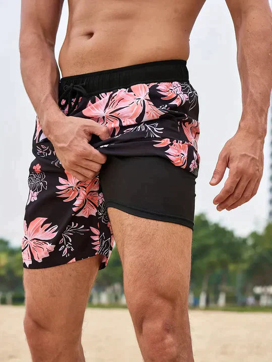 Heidi-Mode | Schwarze Flamingo Aquaflex Badeshorts