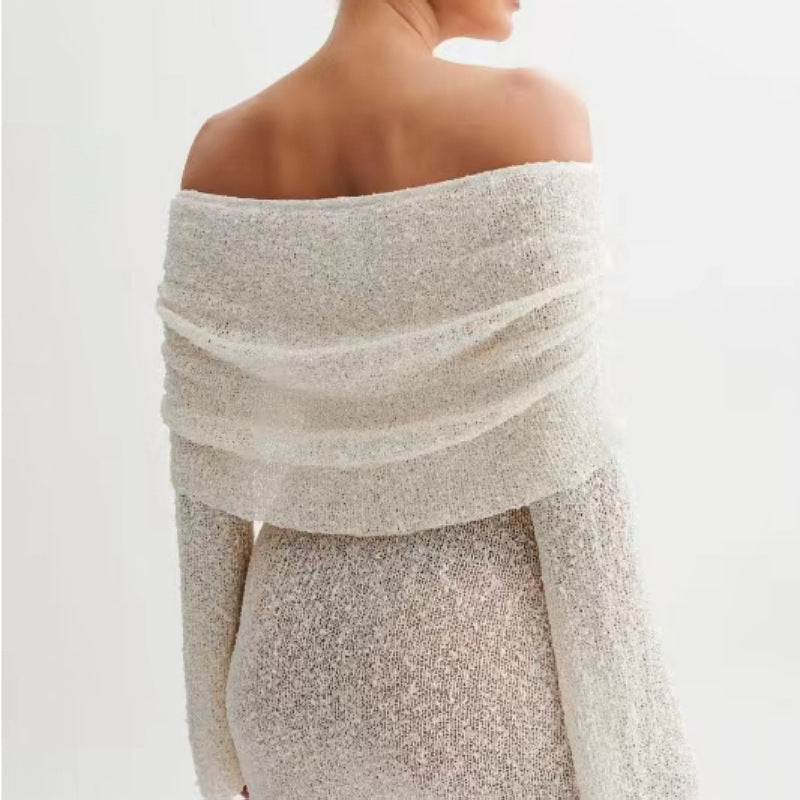 Heidi-Mode | Langarm Off Shoulder Kleid mit Ausschnitten und Kurzem Rock