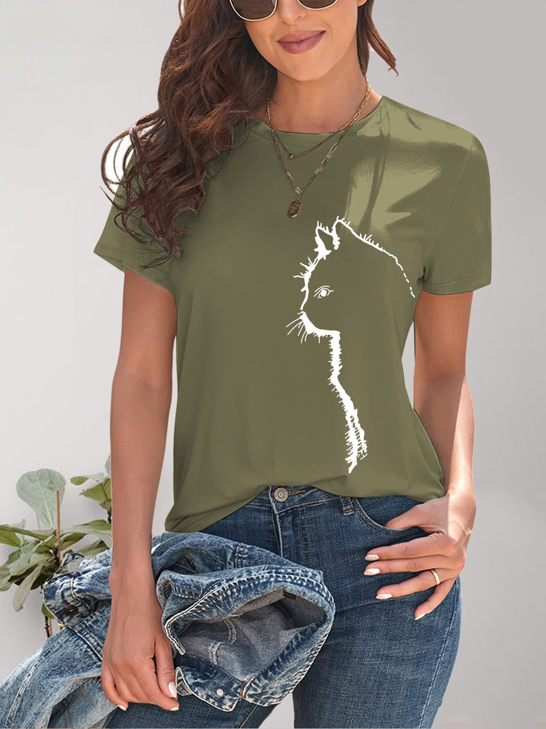 Heidi-Mode | Katzen Rundhals Kurzarm T-Shirt