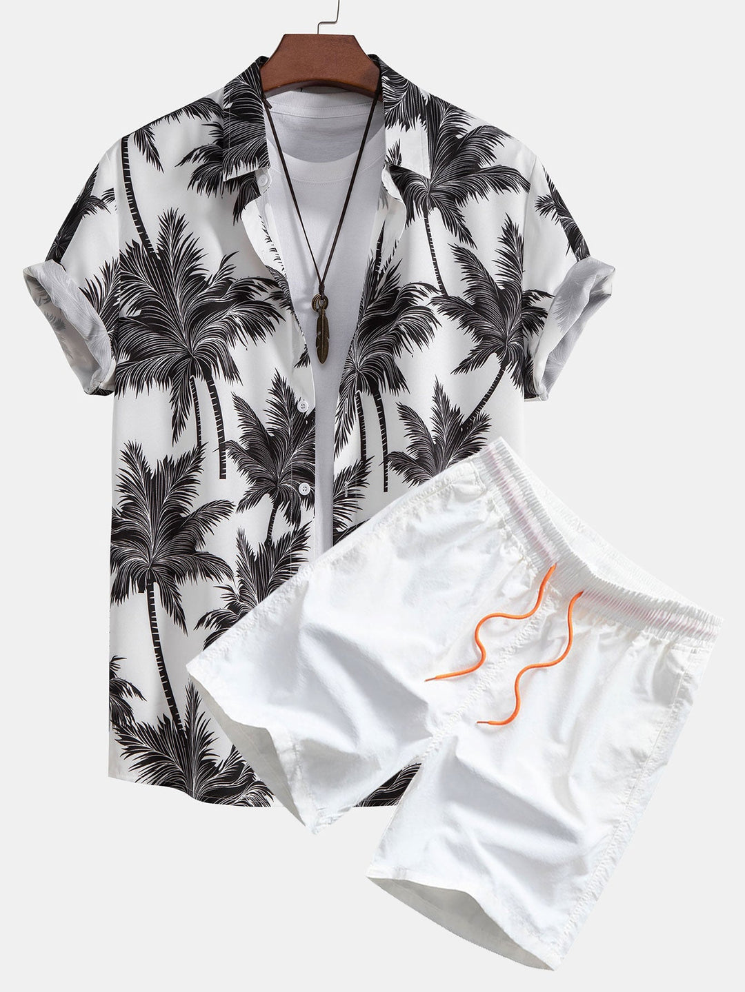 Tree Print Button Up Shirt & Swim Short