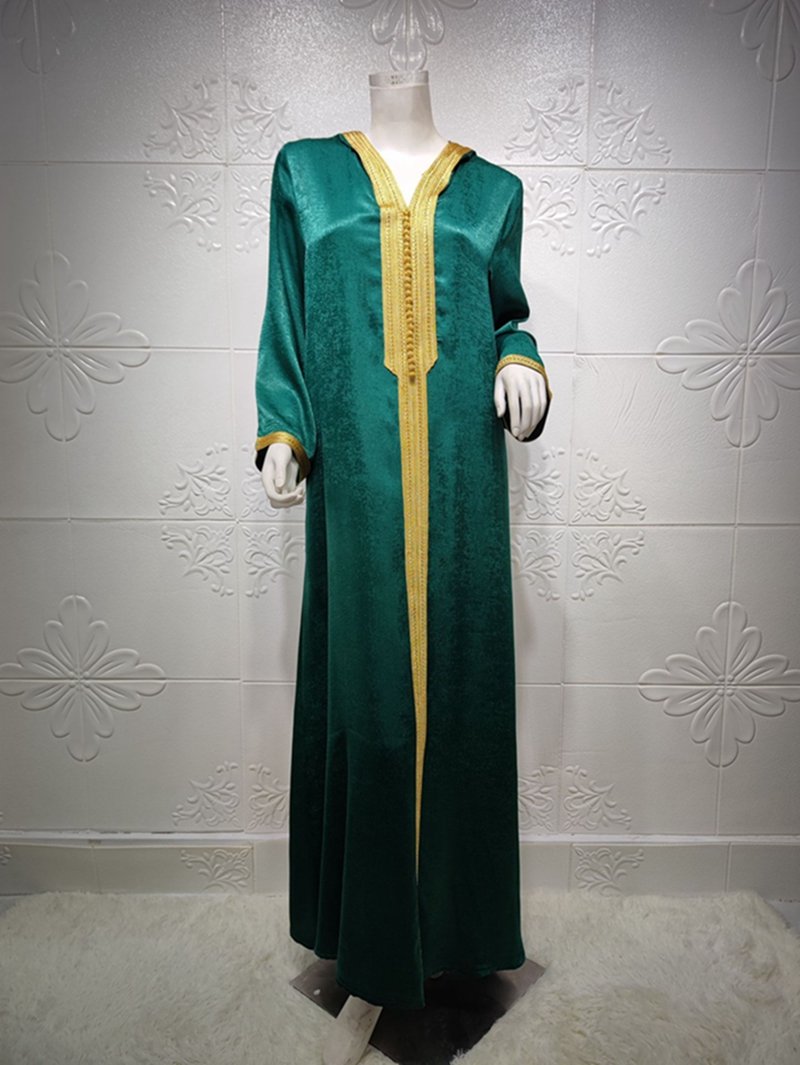 Heidi-Mode | Kapuze Samt Frauen Kaftan Kleid Jalabiya Jalaba
