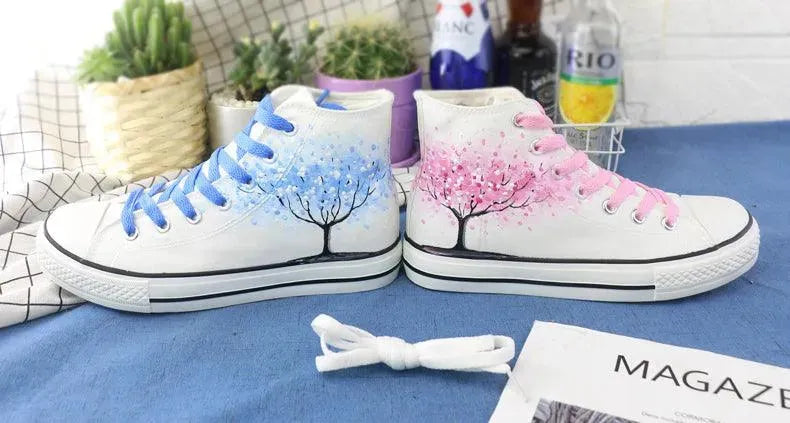 Heidi-Mode | Handgeschilderde hoge stof sneakers