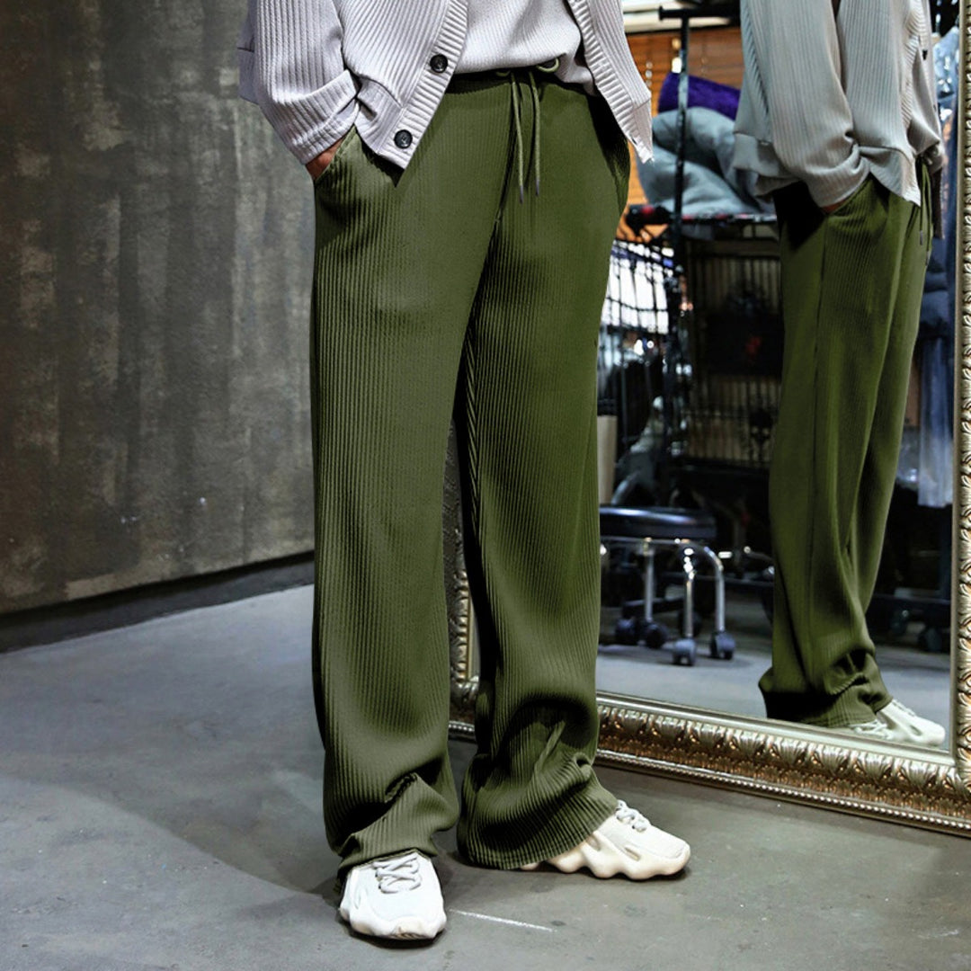 Heidi Mode | Dropping Gestreifte Hose mit hoher Taille und weitem Bein