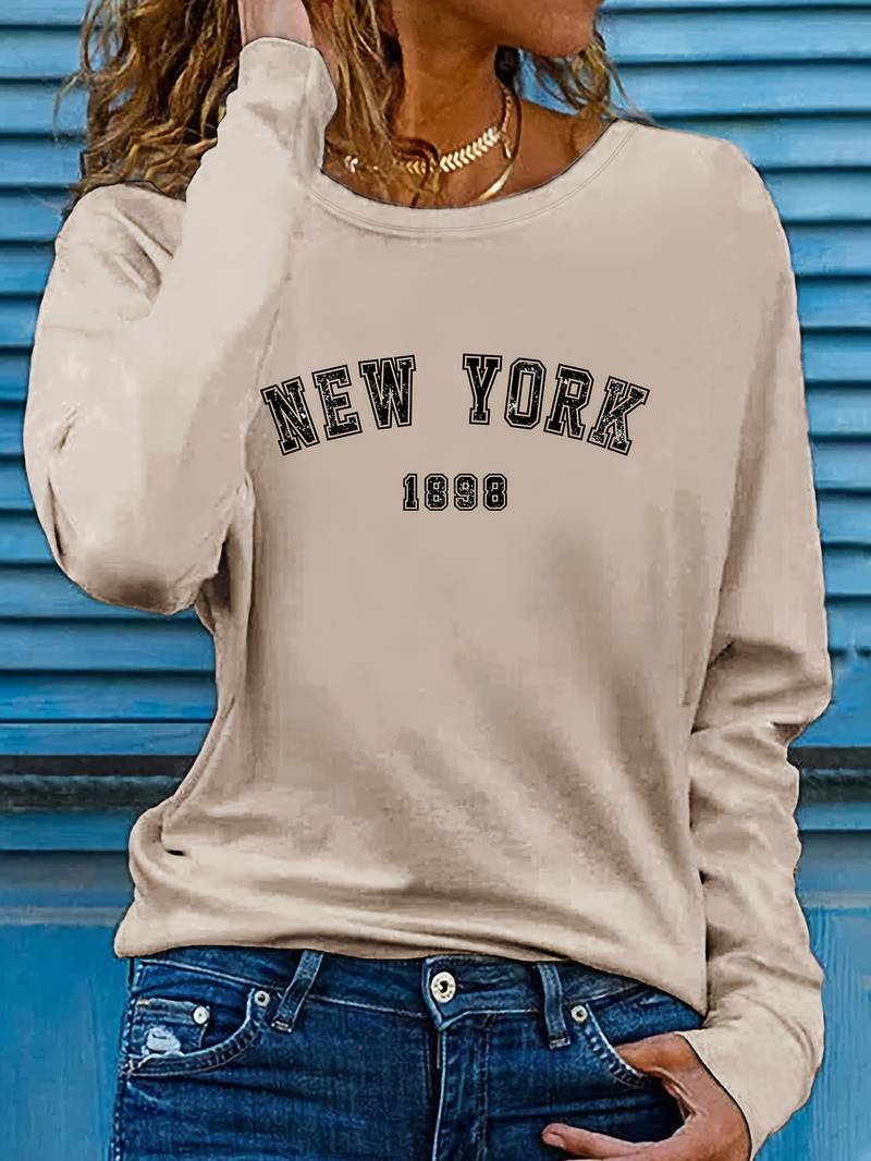 Heidi – t-shirt mit rundhalsausschnitt und new york-print