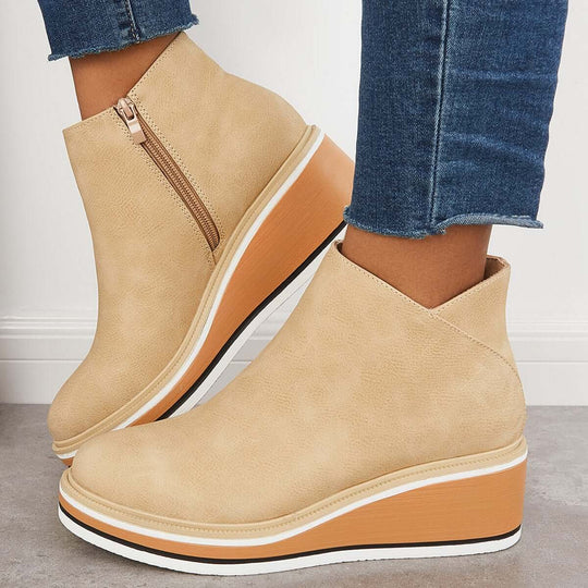 Heidi Ankle Boots mit Reißverschluss und Plateau