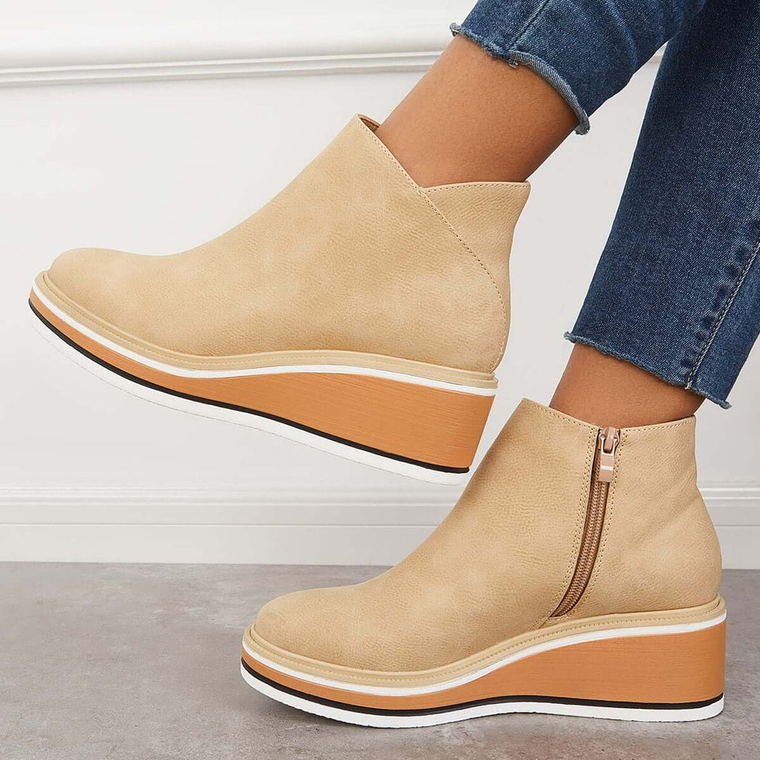 Heidi Ankle Boots mit Reißverschluss und Plateau