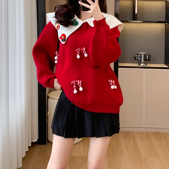 Heidi-Mode | Doll Kragen Weihnachten Neujahr Cartoon Pullover