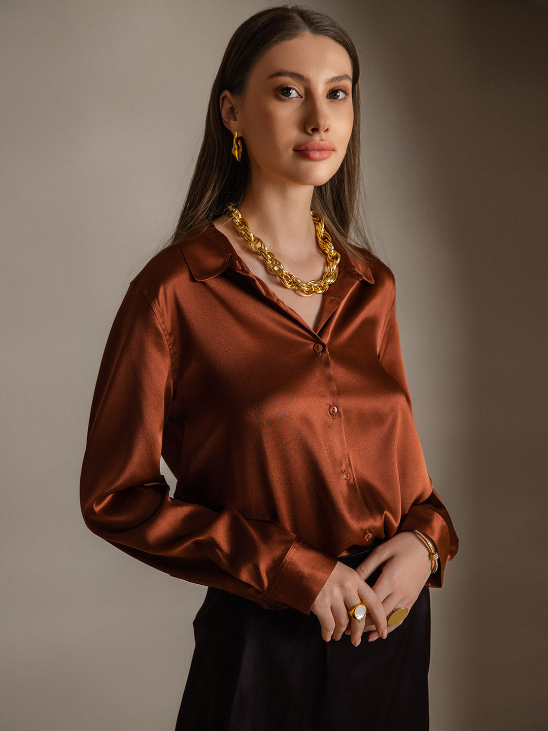 Heidi-Mode | Damen Seiden Basis Militär Revers Hemd