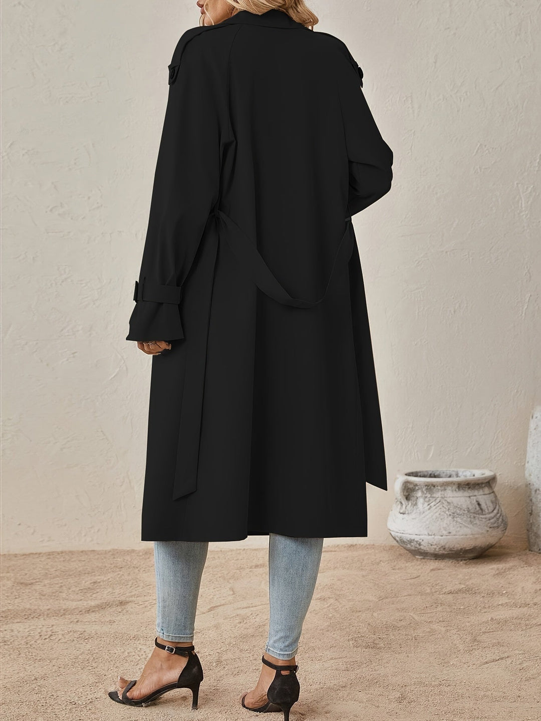 Heidi-Mode | Mantel mit Baumwollmischgewebe Eleganter Langarm Einfarbig für Frauen Perfekt für den Alltag