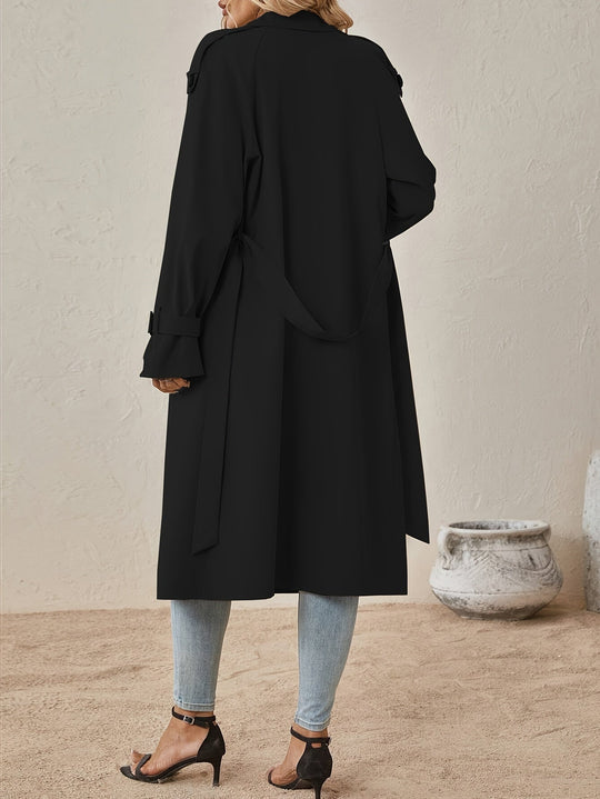 Heidi-Mode | Mantel mit Baumwollmischgewebe Eleganter Langarm Einfarbig für Frauen Perfekt für den Alltag