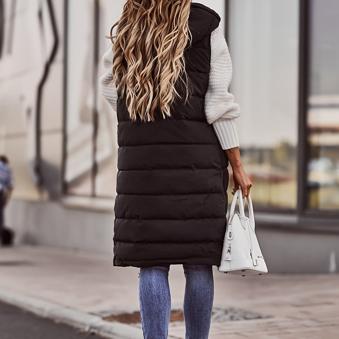Heidi-Mode | Langes gepolstertes Weste - Mit Kapuze & Ärmellos