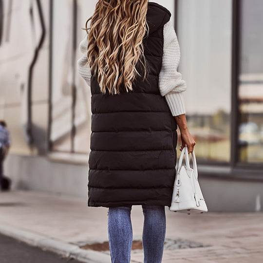 Heidi-Mode | Langes gepolstertes Weste - Mit Kapuze & Ärmellos